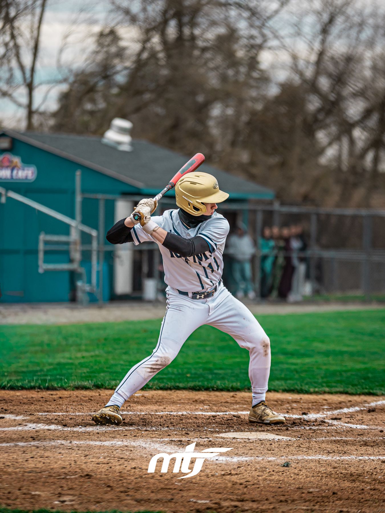 Baseball hitter loaded up in the batter's box